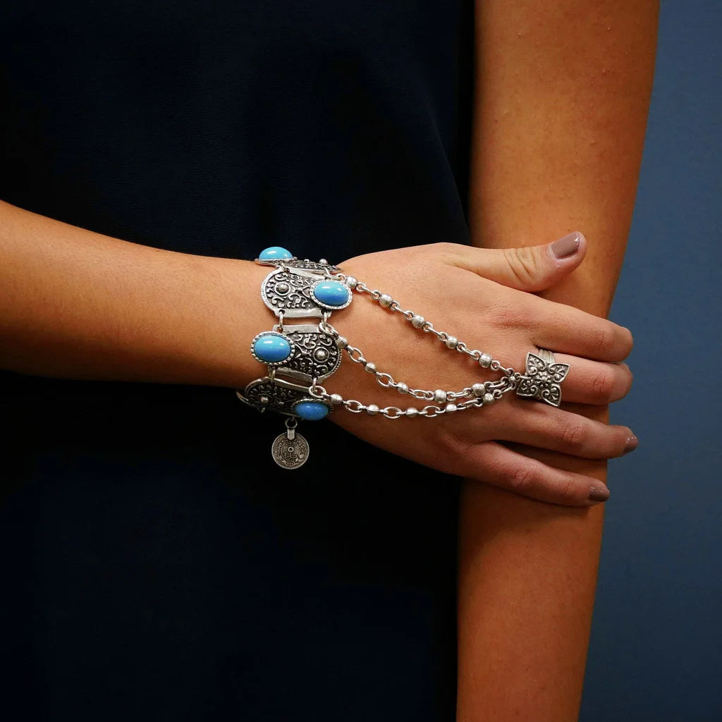 Bracelet ethnique Tribal bohème indien Vintage Turquoise gitane Boho Bracelet Festival voyage femmes hommes bijoux africains turcs