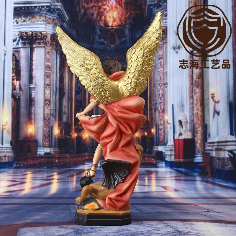 Statue de Saint Michael en résine, Sculpture d'ange, décoration de Michael archange défaut Lucifer Tramples, Figurine de démon