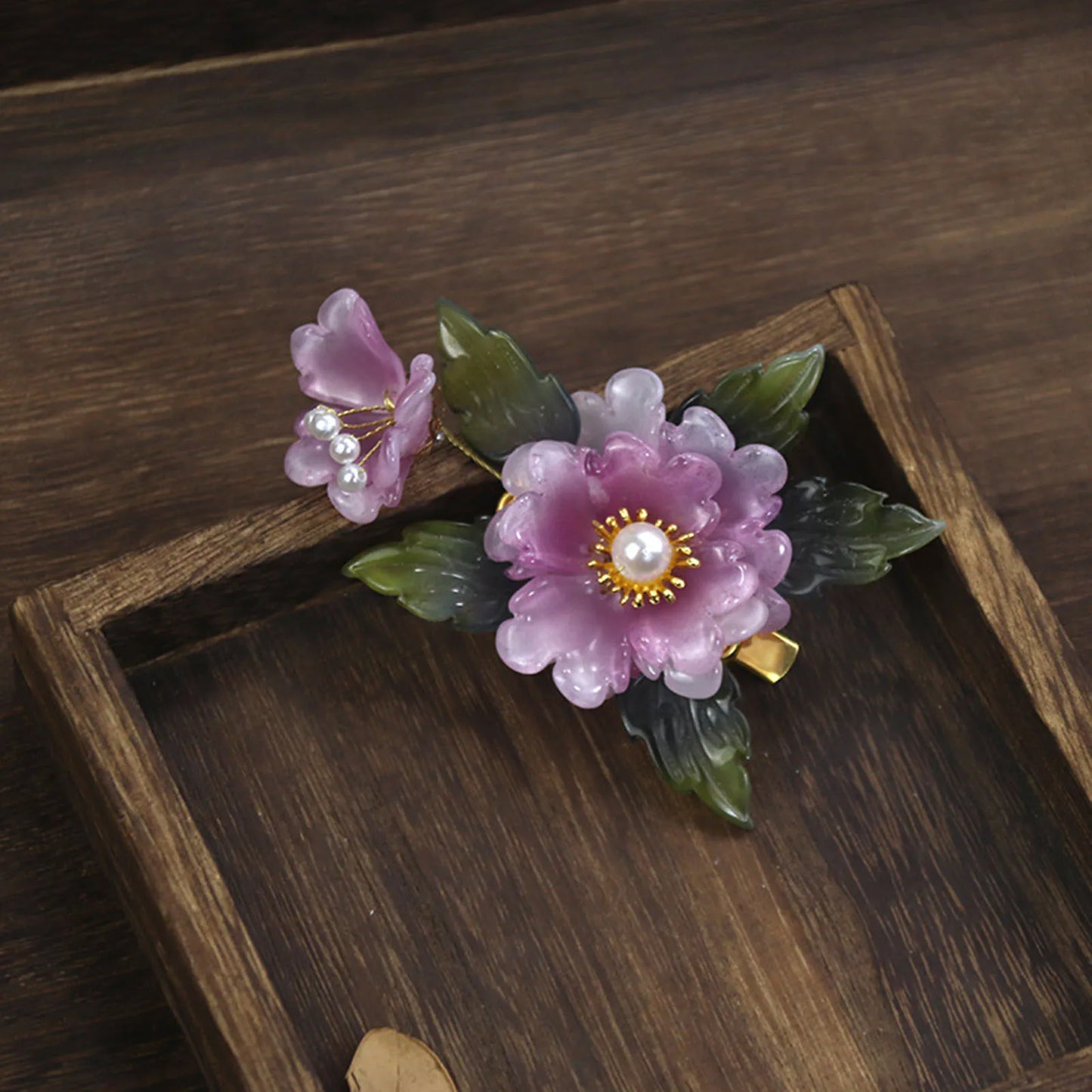 Épingles à cheveux à fleurs violettes, pétales acryliques faits à la main, couvre-chef floraux, pinces à cheveux perlées, bijoux de cheveux élégants pour femmes, mariée, mariage