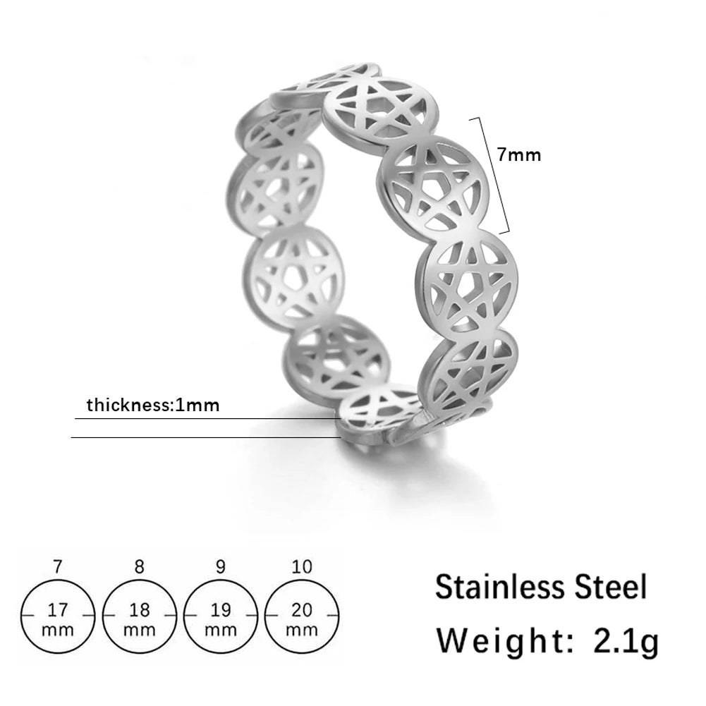 COOLTIME – bague pentagramme surnaturel pour femmes, en acier inoxydable, géométrique, circulaire, Pentacle, Couple, bijoux cadeau