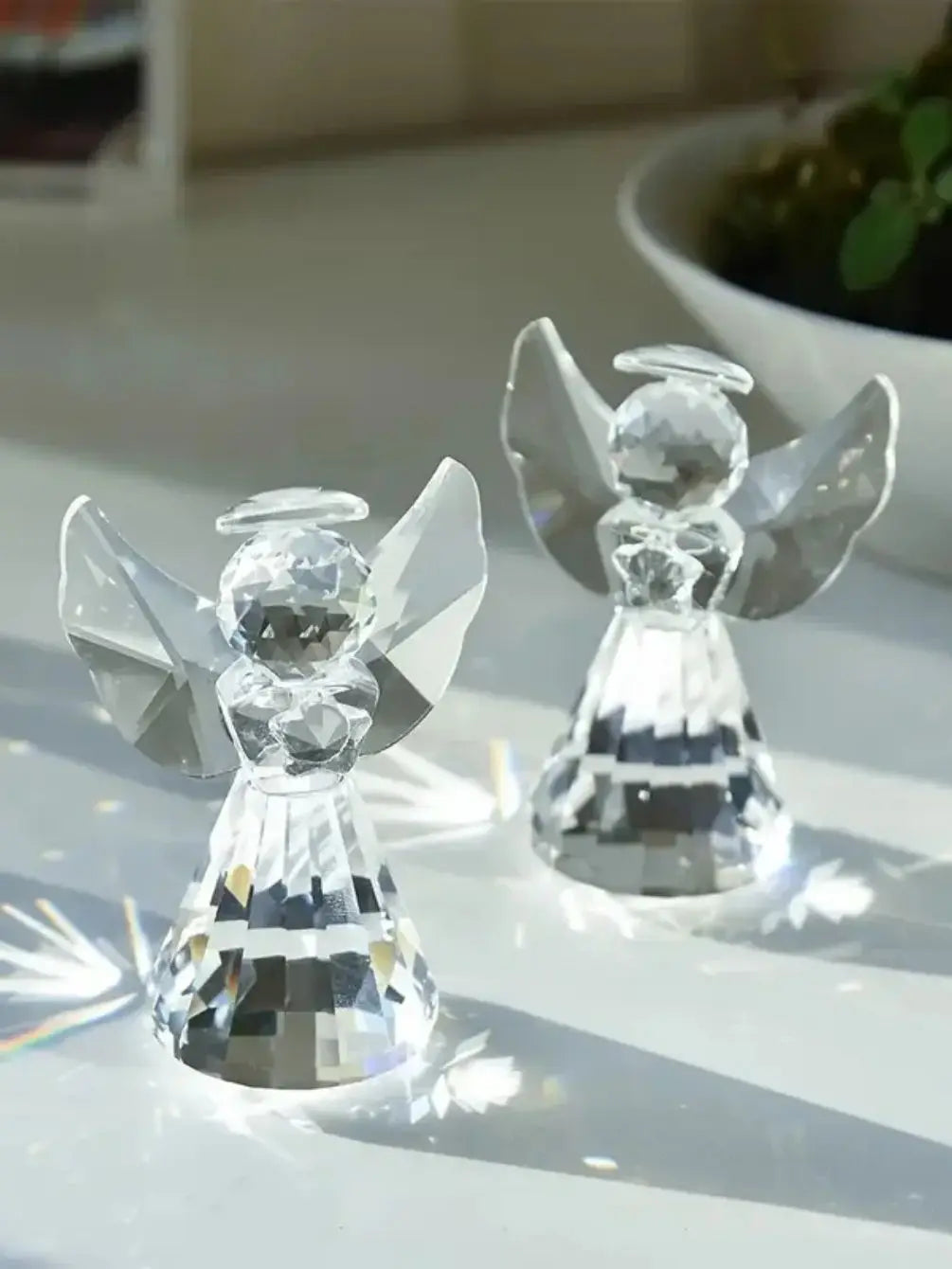 1 statue d'ange en cristal transparent, collection de statues d'ange en verre, cadeau de décoration de maison de noël et d'anniversaire