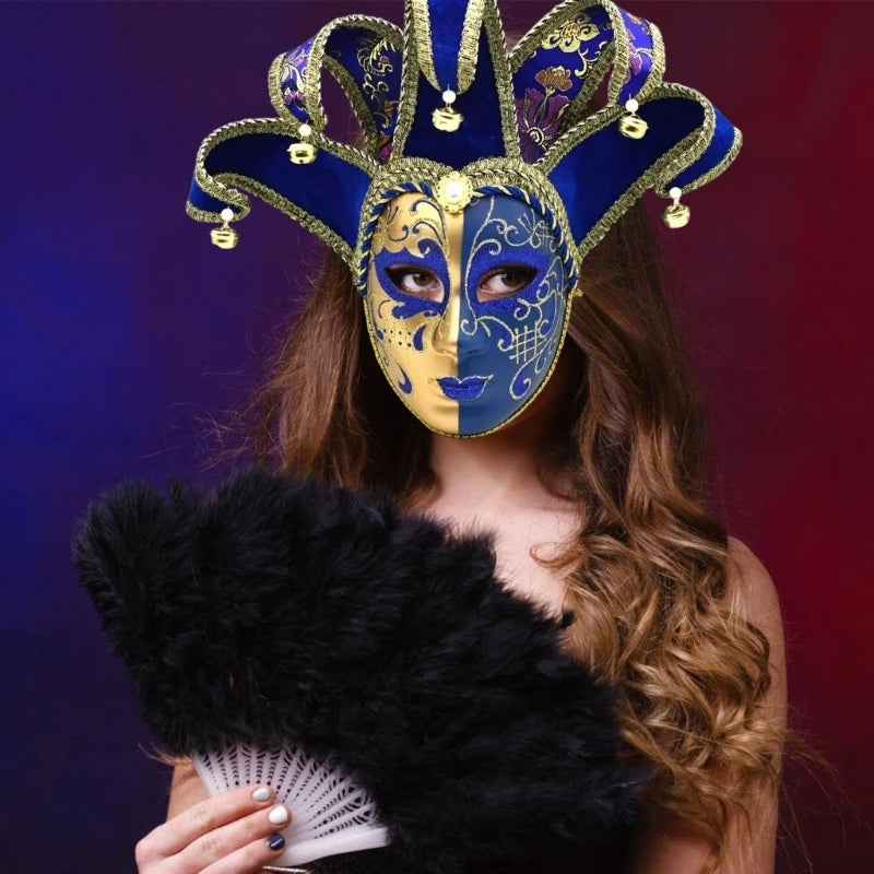 MasTim Ade-Masque de Bouffon, Costume d'Halloween, Vénitien, Mardi Gras, Carnavals, ixd'Halloween