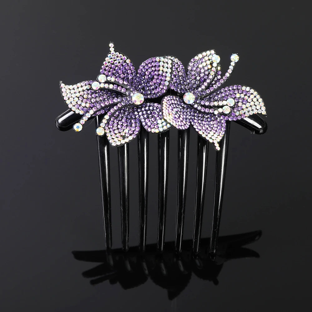 Peigne à cheveux AWAYTR en cristal avec strass – Accessoire professionnel pour chignons, tresses et queues de cheval