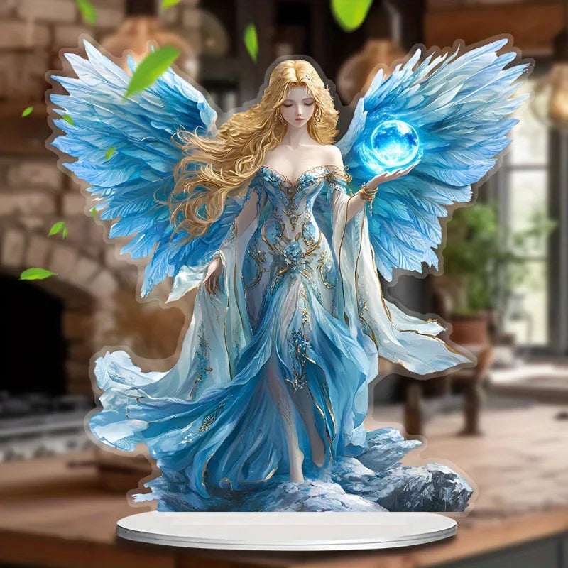 Statue d'ange gardien en acrylique, ornement plat 2D, décoration multifonctionnelle, ornement de Festival