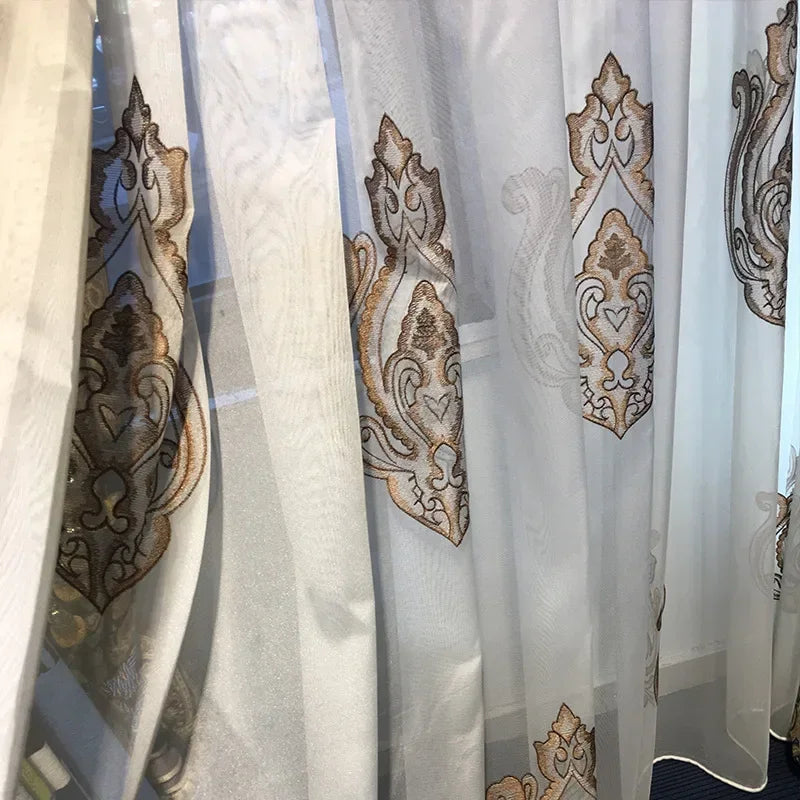 Palace Optics-Rideaux occultants brodés en chenille, cantonnière de fenêtre, tulle de luxe, salon, chambre à coucher, villa élégante, européenne