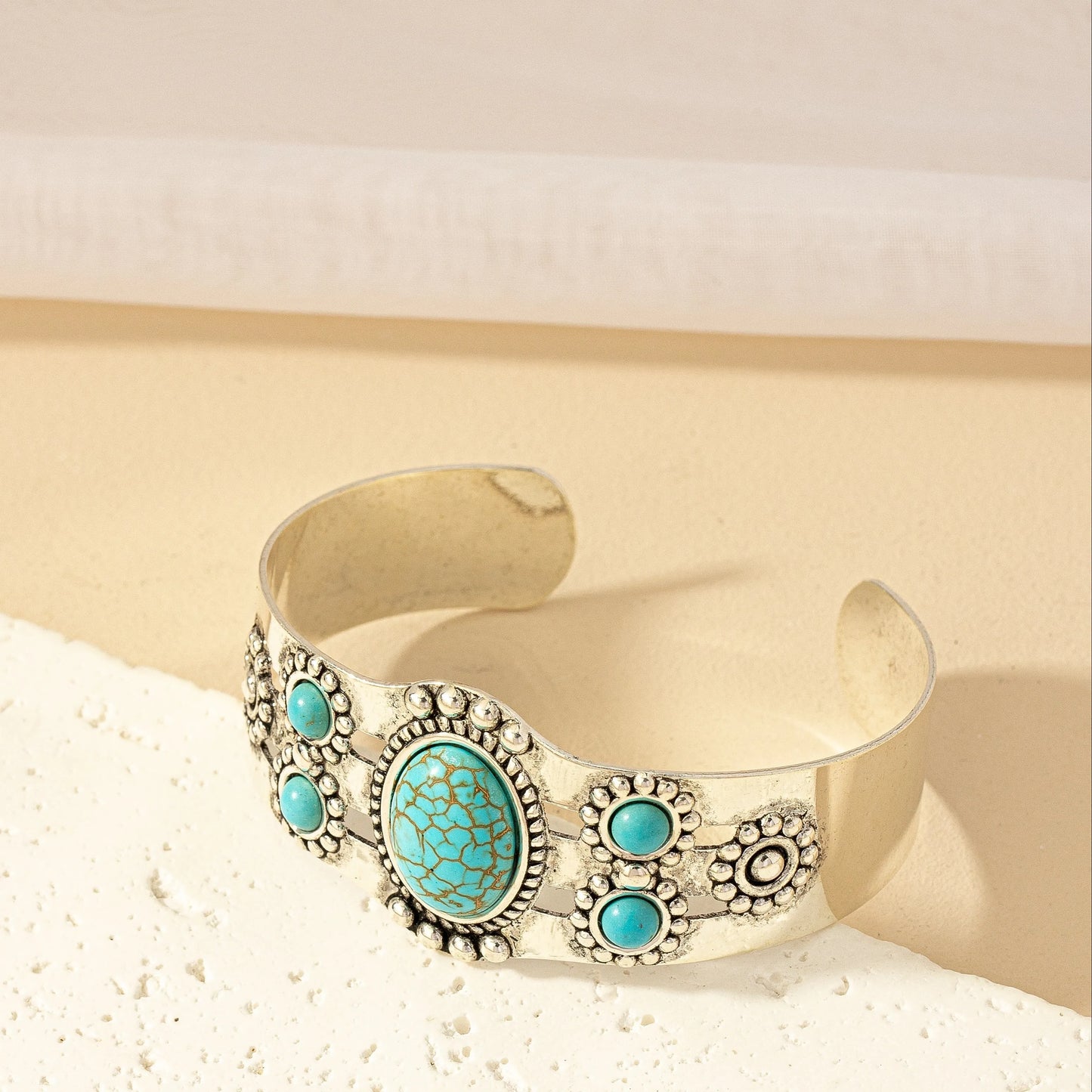 Bracelet manchette turquoise incrusté Élpour hommes et femmes, style bohème vintage, bracelets de personnalité, design créatif, cadeau de bijoux