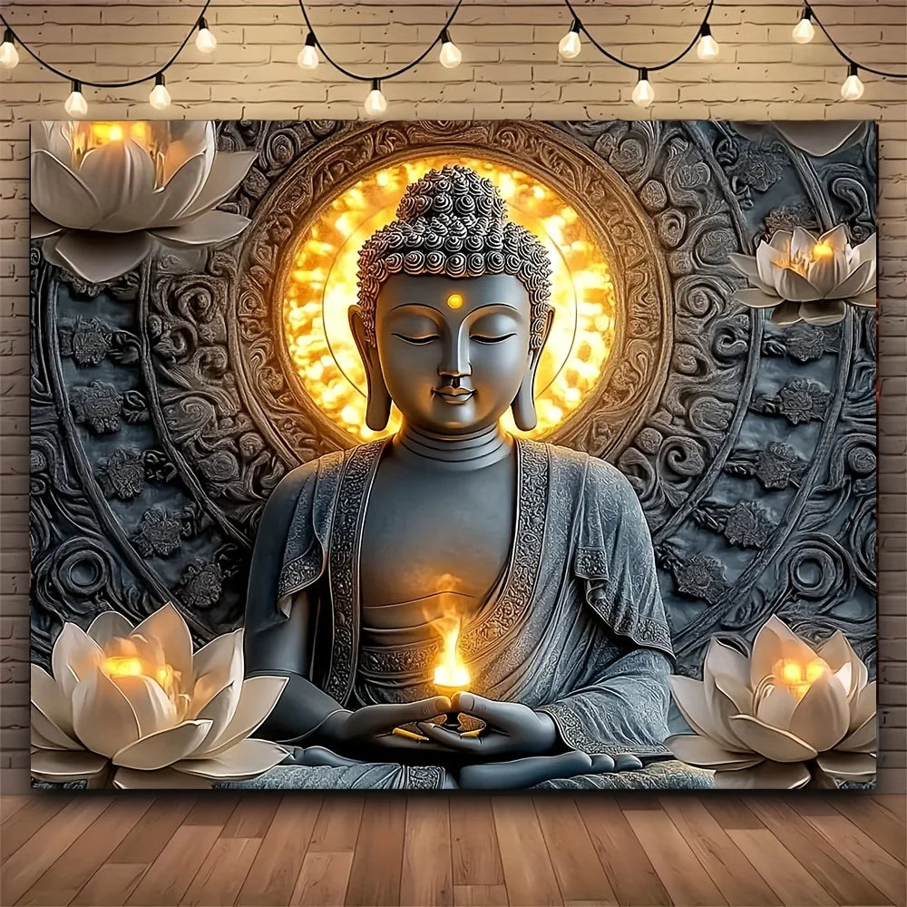 Grand tapisserie de bouddha lotus yoga méditation tapisserie lotus foncé adapté à la chambre salon dortoir décoration