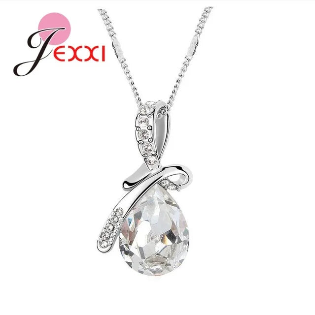 Pendentif goutte d'eau cubique en argent regardé 925, cristal de documents multiples, bijoux de fiançailles de mariage, cadeau pour les patients, contre-indiqué, colliers de la présidence