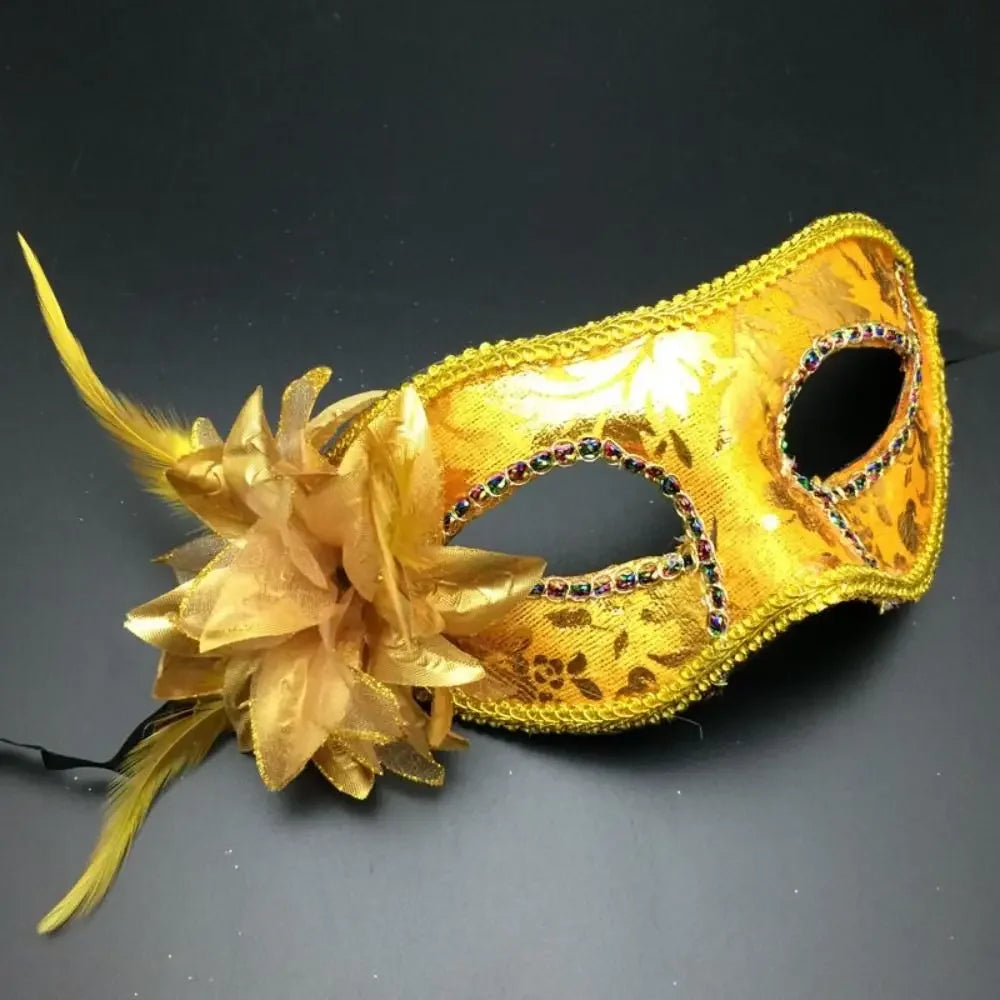 Masque de mascarade Floral demi-visage à paillettes pour femme, masque de venise, accessoires de Costume d'halloween pour fête Cosplay