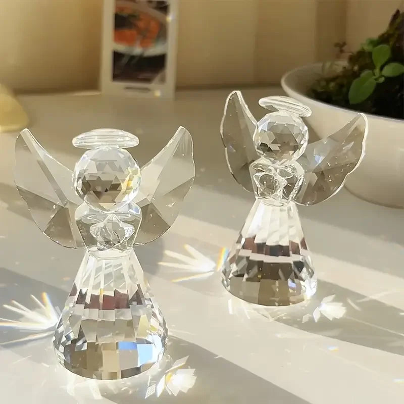 1 statue d'ange en cristal transparent, collection de statues d'ange en verre, cadeau de décoration de maison de noël et d'anniversaire