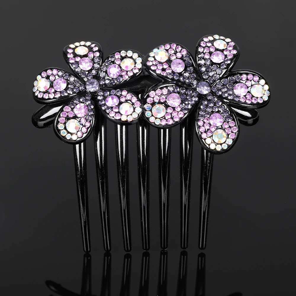 Peigne à cheveux AWAYTR en cristal avec strass – Accessoire professionnel pour chignons, tresses et queues de cheval
