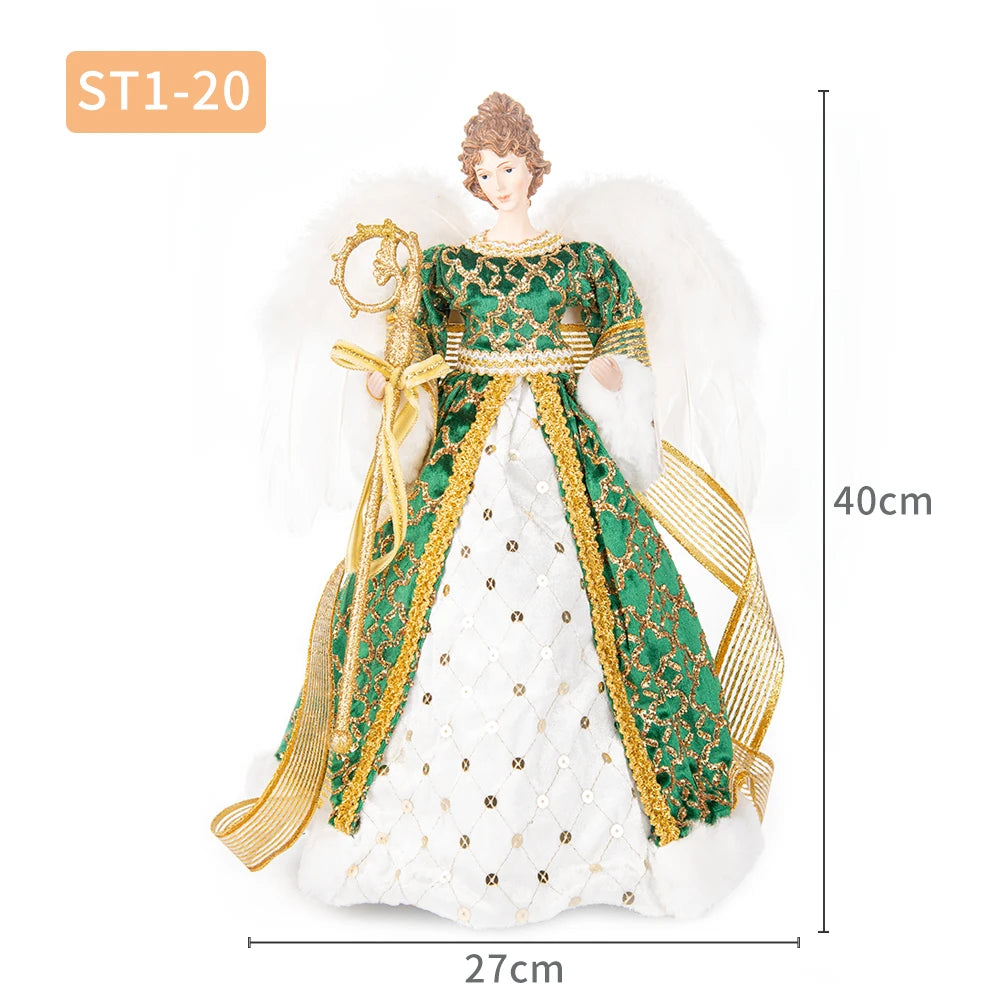 Ornements d'ange pour dessus d'arbre de noël, décoration d'arbre de noël en or, décors de noël en or pour jardin, cour, café, décor de bureau
