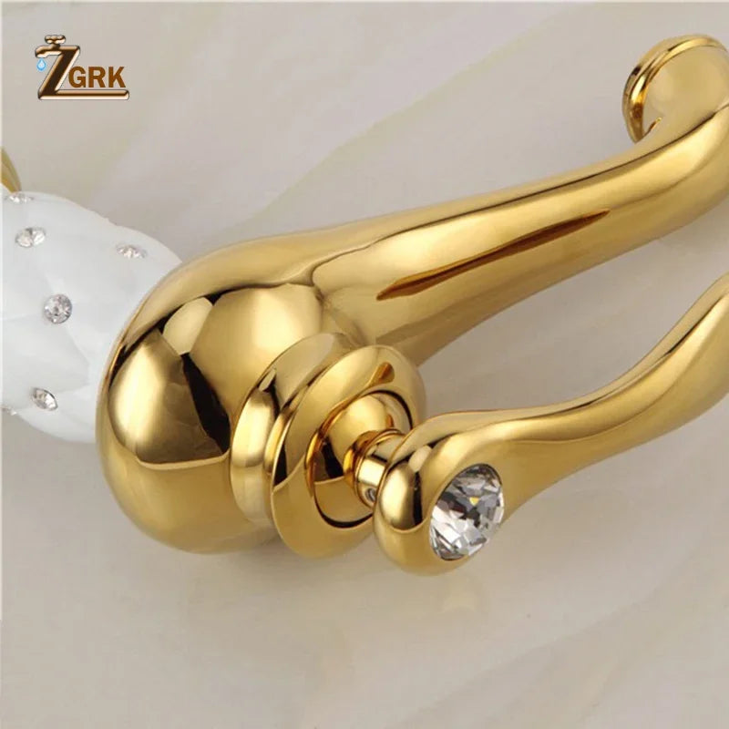 ZGRK robinets de lavabo diamant or robinet de salle de bains mitigeur à poignée unique mélangeur d'eau chaude et froide grue bain robinet mitigeur en laiton