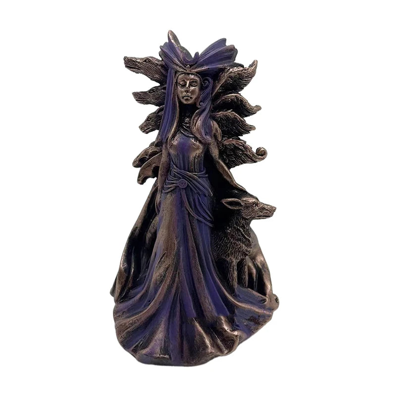 Hecate-Statue de Déesse Grecque de la Magie avec ses Chiens, Figurine d'Art Moderne, Sculpture de Sorcière en Résine, Décoration de Salon et de Maison