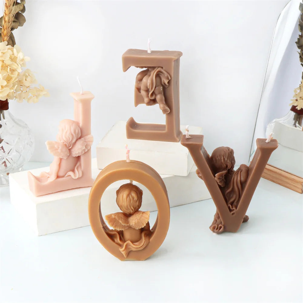 Moule en silicone aile de garçon 3D, figurine de chérubin, statue de coeur d'amour, moule religieux de Pâques, pièce maîtresse de mariage à la maison, outils d'ange bébé