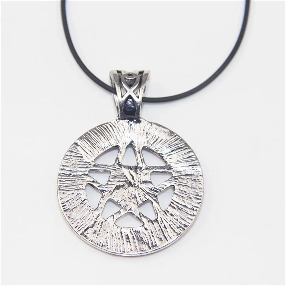 Pendentif Vintage Pentagramme Noir et Rouge – Amulette Surnaturelle de Protection pour Hommes et Femmes