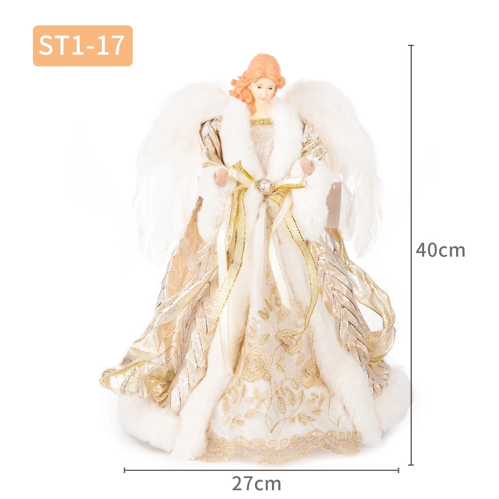 Ornements d'ange pour dessus d'arbre de noël, décoration d'arbre de noël en or, décors de noël en or pour jardin, cour, café, décor de bureau