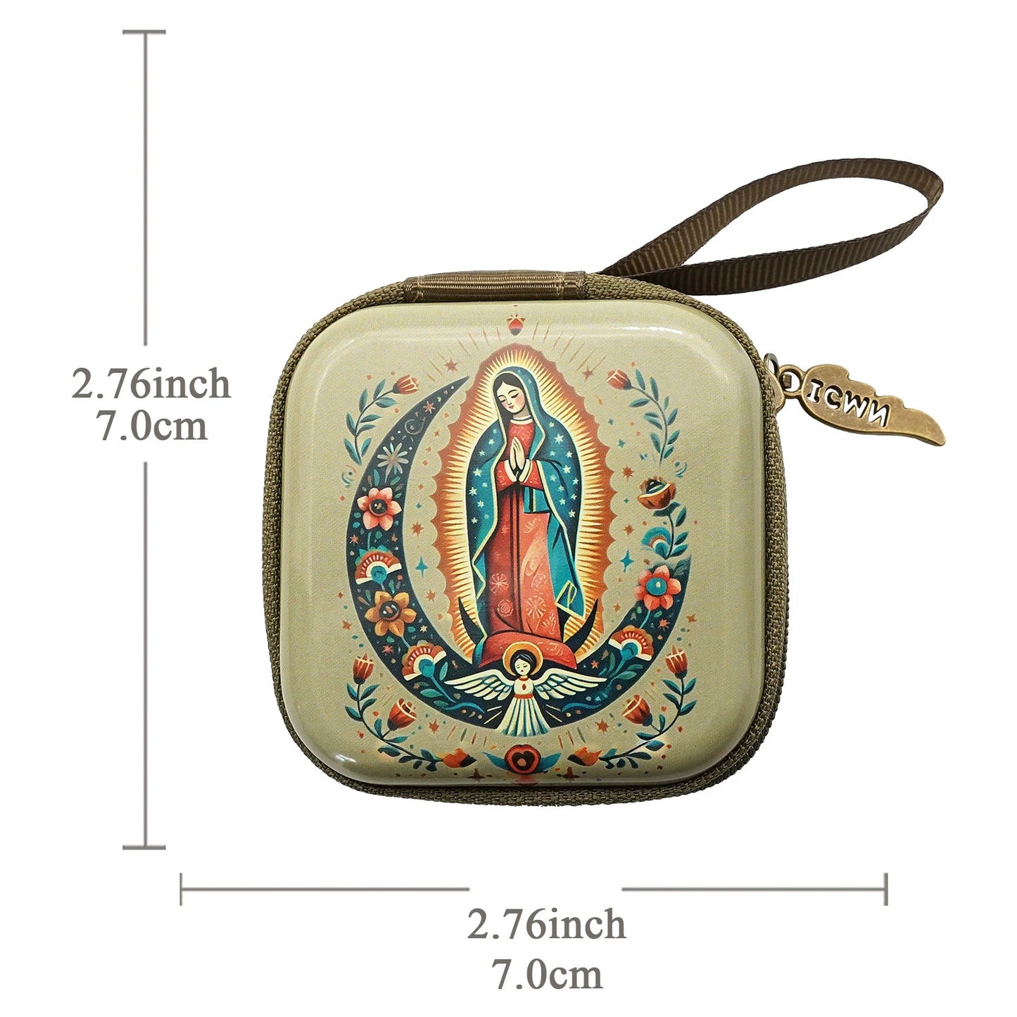 7x7 cm vierge marie jésus prière chapelet sac bijoux religieux boîte de rangement Articulos religiosos catholico