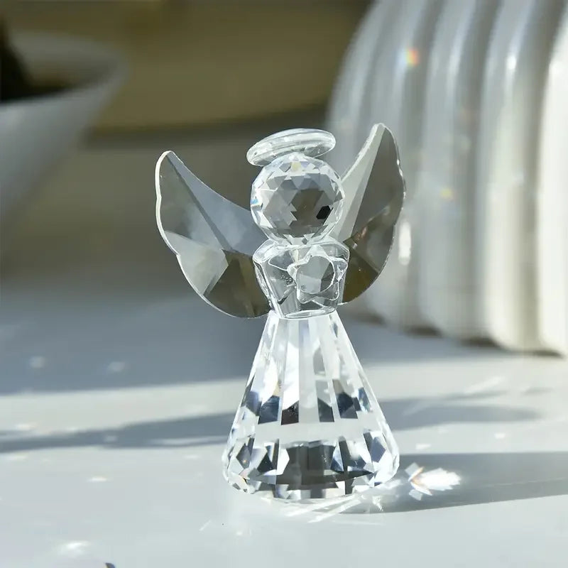 1 statue d'ange en cristal transparent, collection de statues d'ange en verre, cadeau de décoration de maison de noël et d'anniversaire