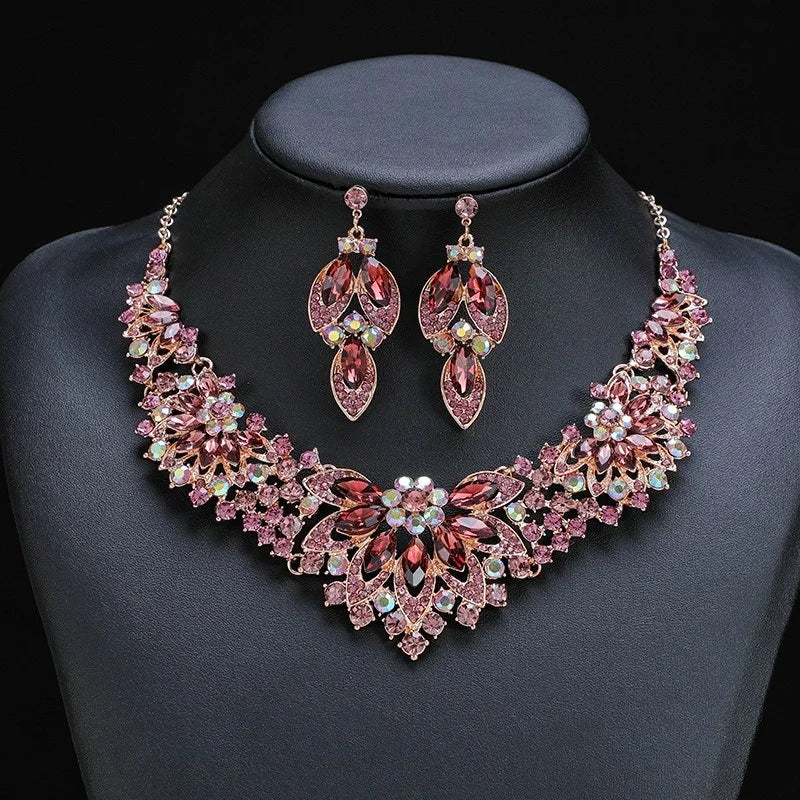 Ensemble de collier vintage pour femme, feuilles, fleurs, accessoires pour patients exagérés, 2 pièces