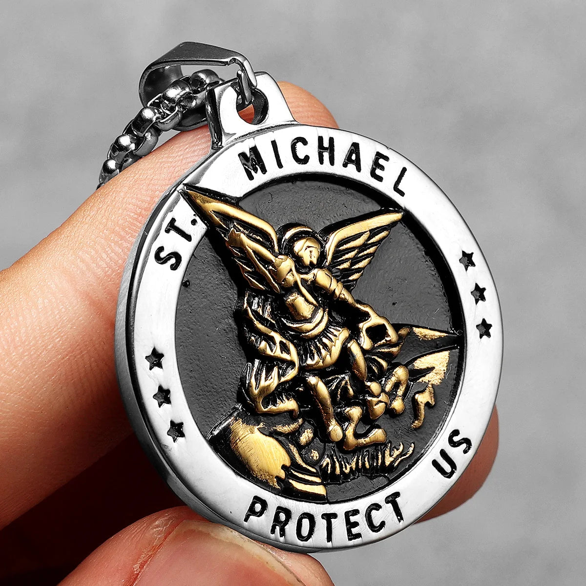 Collier pendentif Archange Saint Michel en acier inoxydable pour hommes et femmes – amulette puissante.