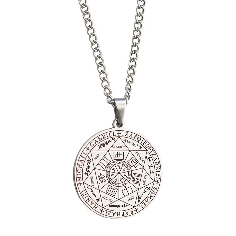 Collier pour hommes pendentif sept archanges Salomon 7 archanges Sigil amulette collier hommes Simple chaîne en acier inoxydable bijoux