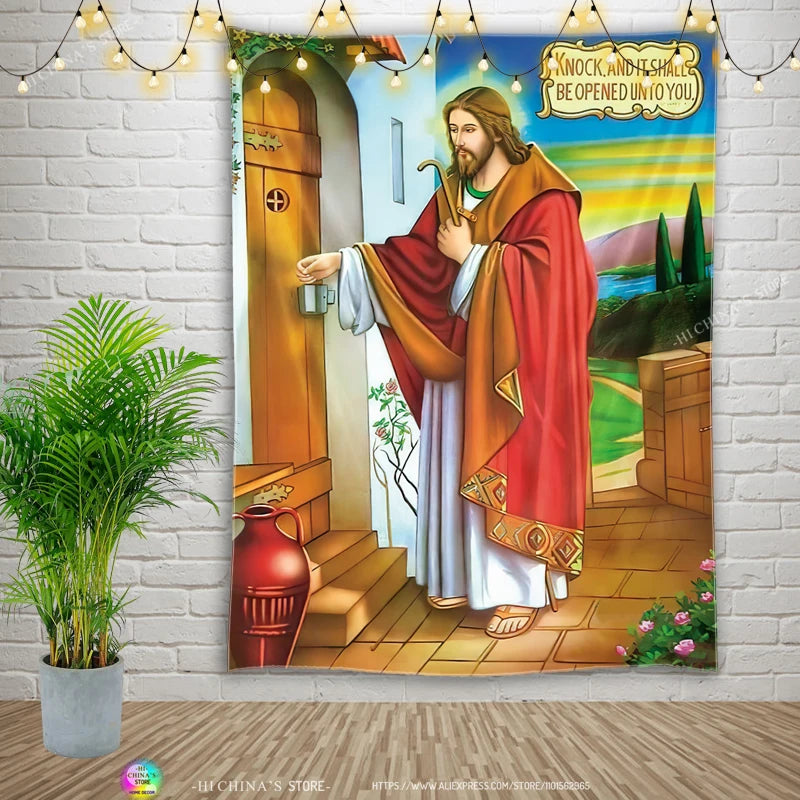 Tapisserie murale suspendue de jésus, vierge marie, accessoire esthétique d'ange décoratif pour la maison, style bohème, décor de salle du Christ