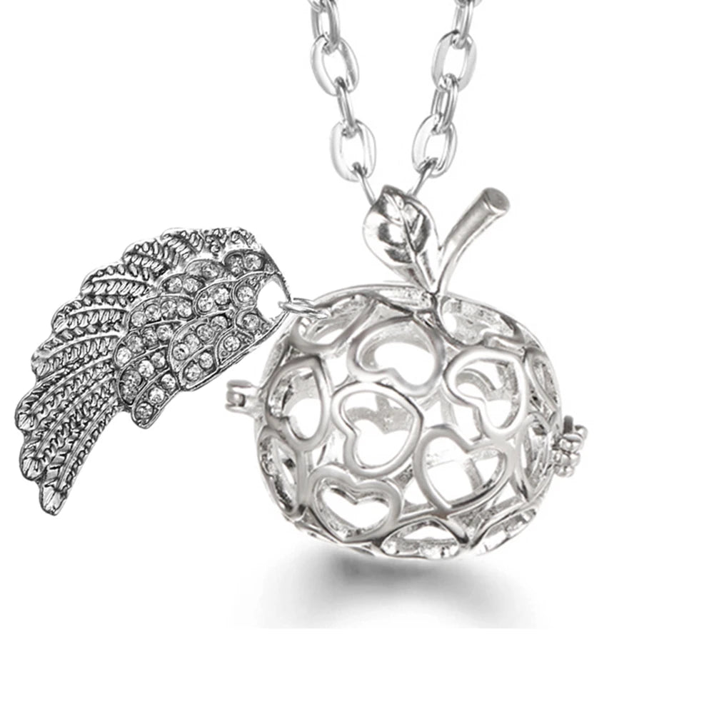 Collier Bola Mexique avec ailes d'ange, arbre de vie – diffuseur d'huile essentielle aromathérapie, pendentif parfumé pour femme, idée cadeau raffinée.