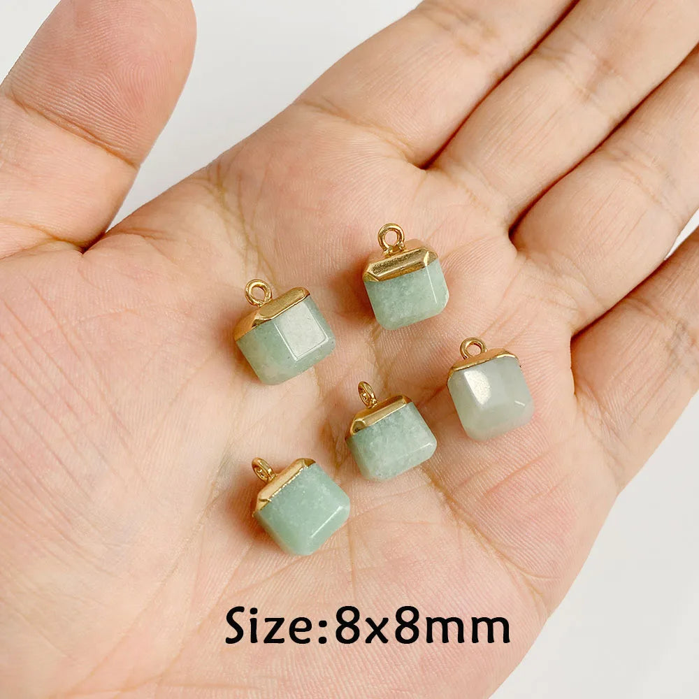 Pendentif en Pierre Naturelle Aventurine Verte, Perles de Jades de Guérison, Breloques Porte-Bonheur, Bijoux de Bricolage pour Femme et Homme, 2 Pièces