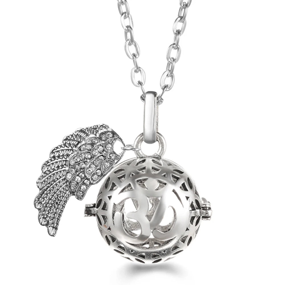 Collier Bola Mexique avec ailes d'ange, arbre de vie – diffuseur d'huile essentielle aromathérapie, pendentif parfumé pour femme, idée cadeau raffinée.