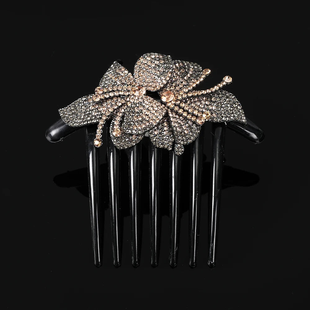 Peigne à cheveux AWAYTR en cristal avec strass – Accessoire professionnel pour chignons, tresses et queues de cheval