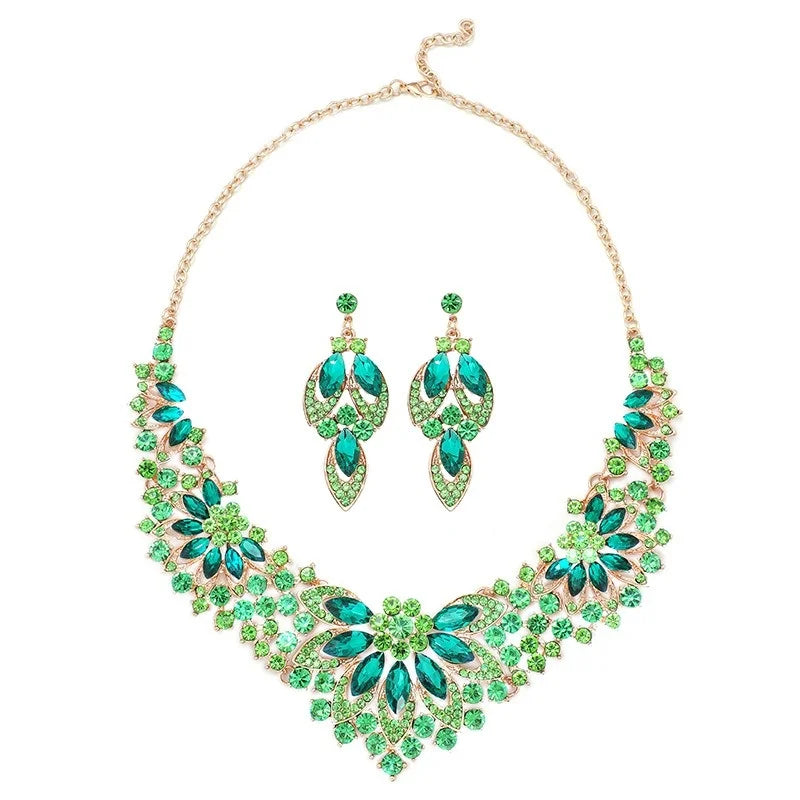 Ensemble de collier vintage pour femme, feuilles, fleurs, accessoires pour patients exagérés, 2 pièces