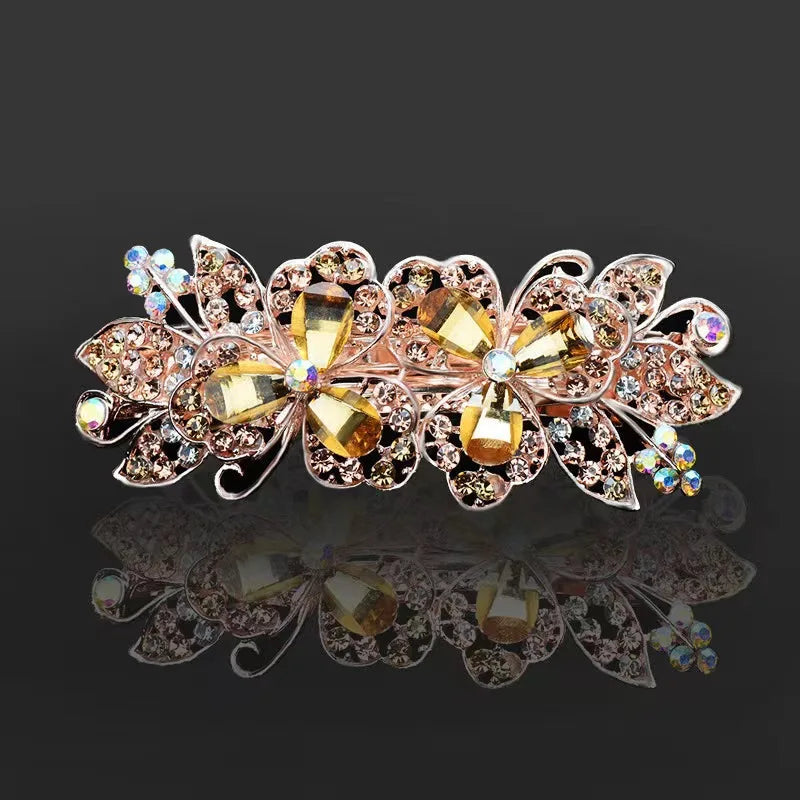 Grande pince à cheveux en cristal, épingle à cheveux, pince à ressort, chignon, accessoire pour cheveux, arrière de la tête, clip horizontal, clip en strass, top cl