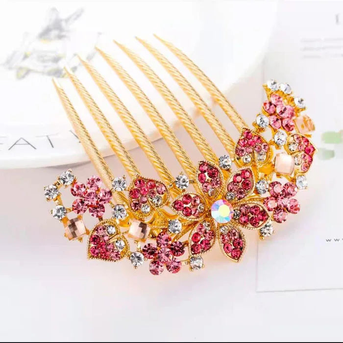 Peigne à cheveux en alliage de strass de luxe, accessoire Vintage élégant, épingle à cheveux fleur en cristal, bâtons pour femmes, accessoires pour cheveux