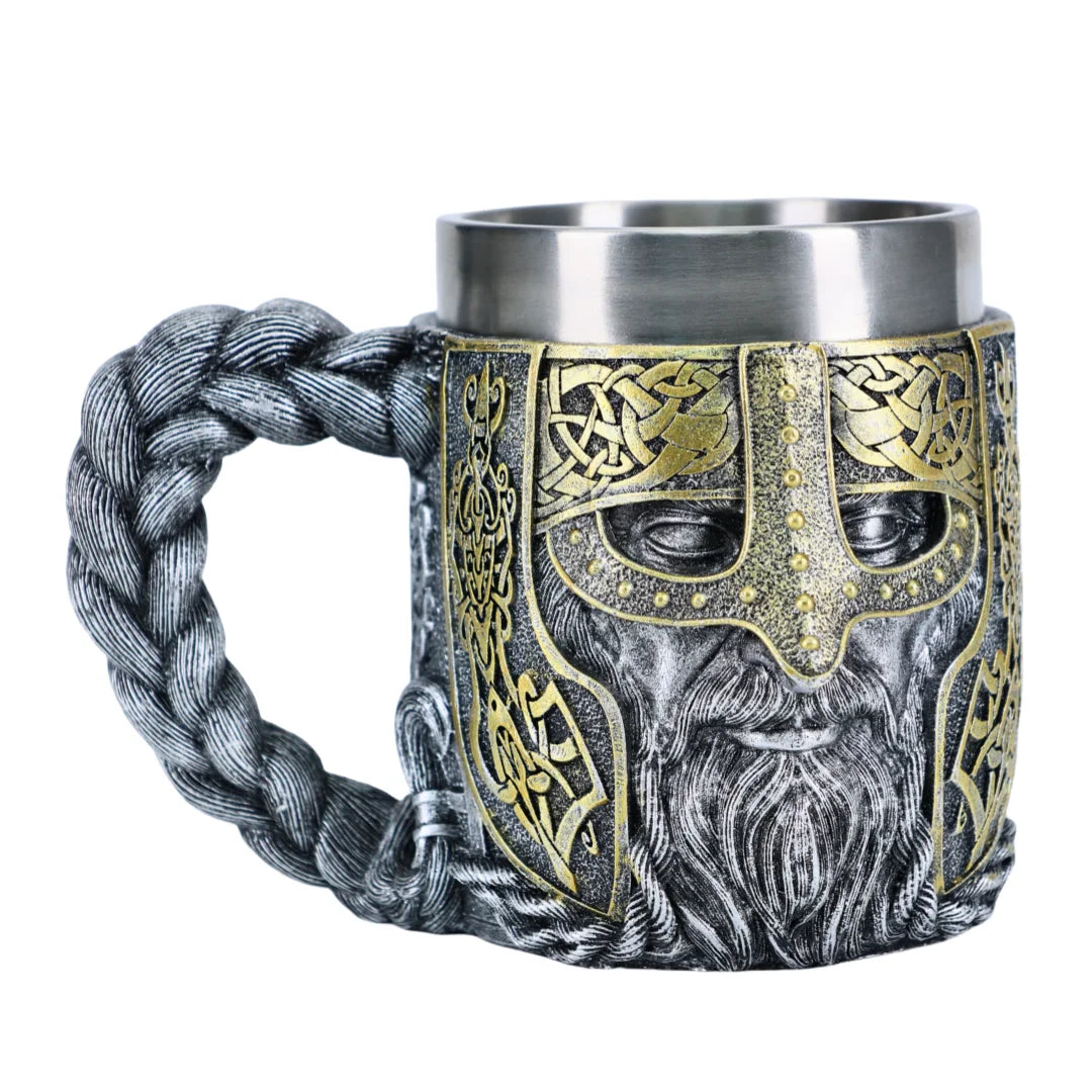 Valhalla Viking acier inoxydable nordique Viking baril Dragon bateau guerrier corne crâne bière tasse Tankard Stein tasse 400 ml