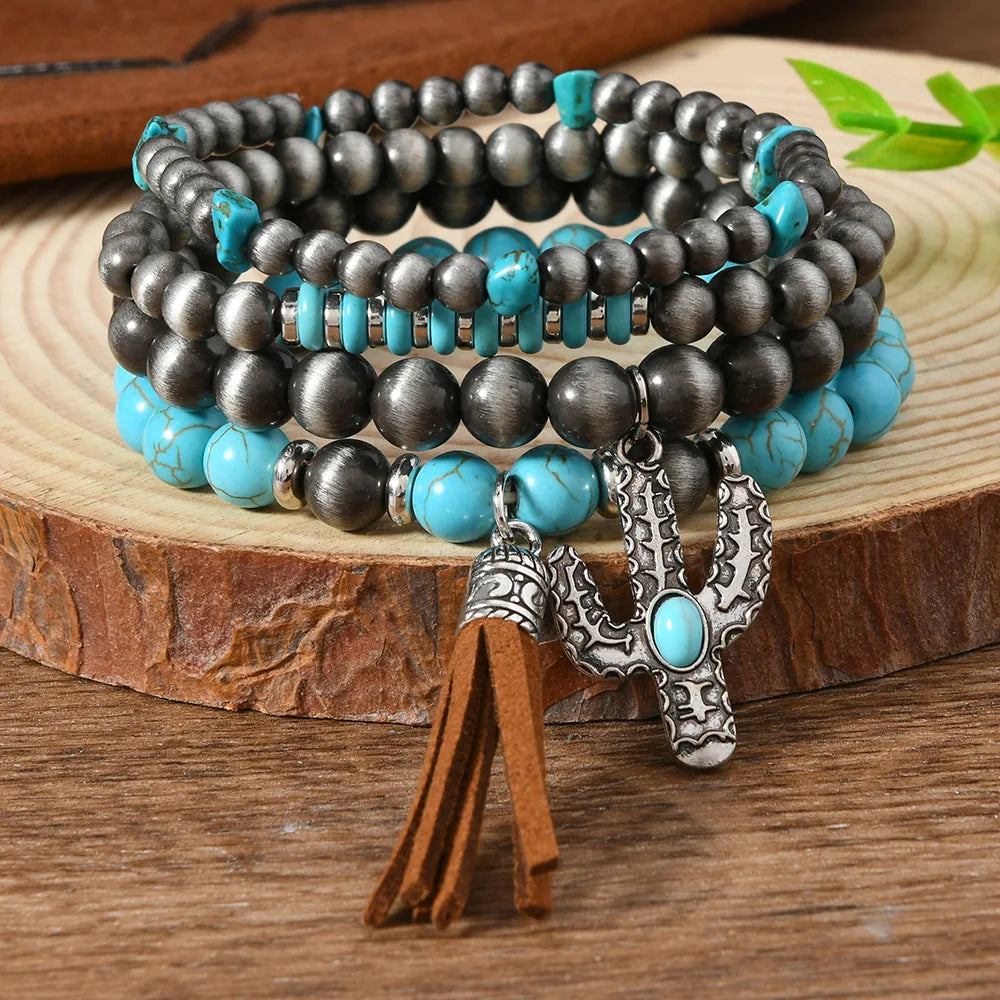 Chapeau de pays occidental tête d'animal feuille plume femmes Bracelets porte-bonheur femmes Bracelets en cuir hommes bracelet en gros bijoux cadeau