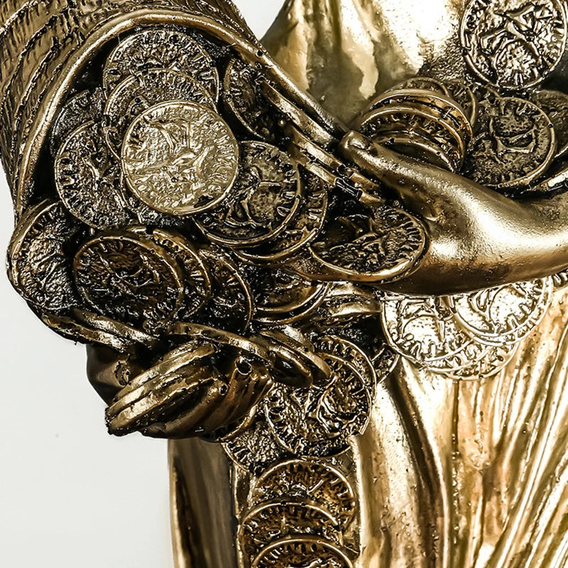 Statue de déesse de la richesse pour décoration maison, bureau, salon et bibliothèque