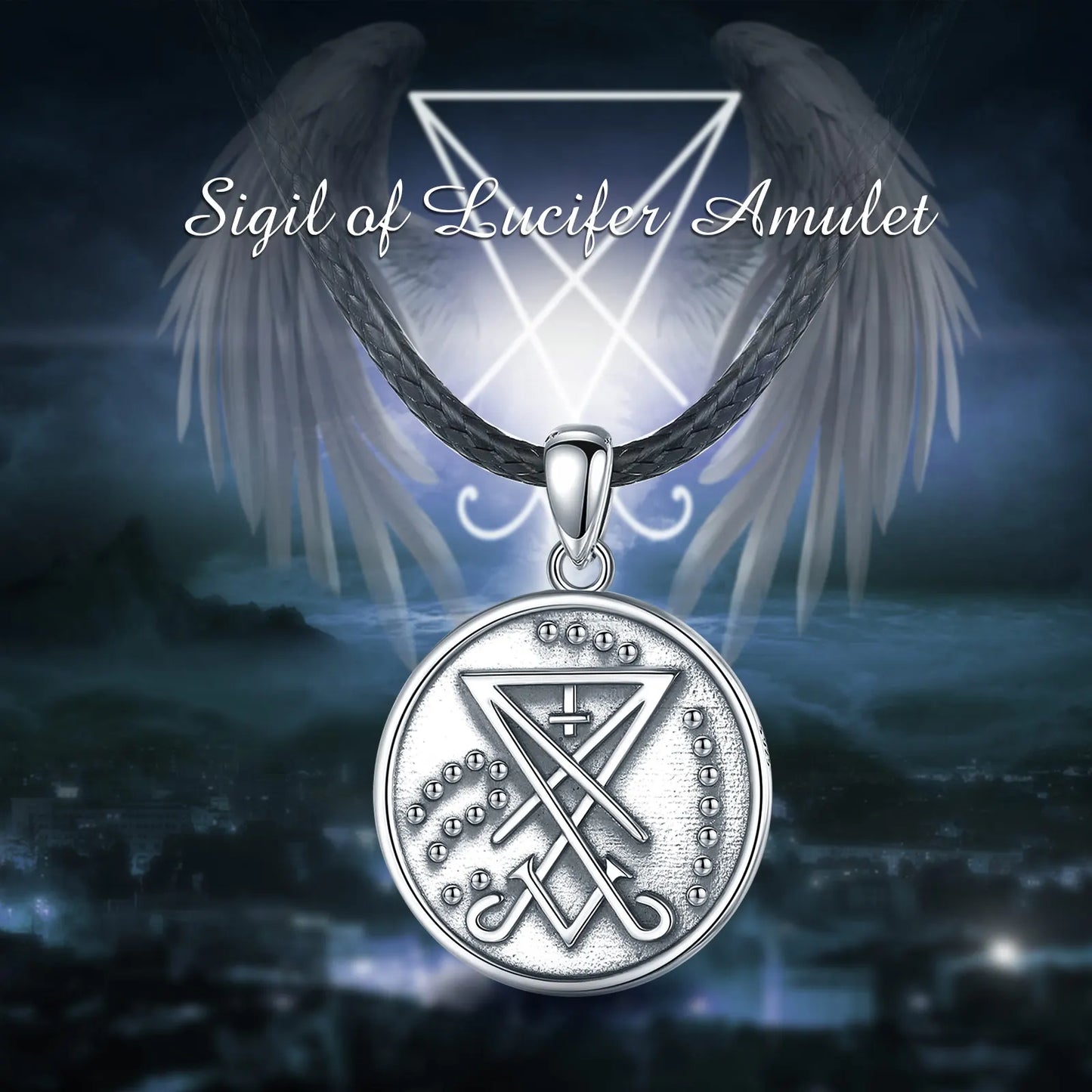Eudora-Pendentif de l'église de Satan en argent regardé 925, symbole satanique, sceau de Lucifer, Lavey, collier de sécurité GNE, cadeau de bijoux
