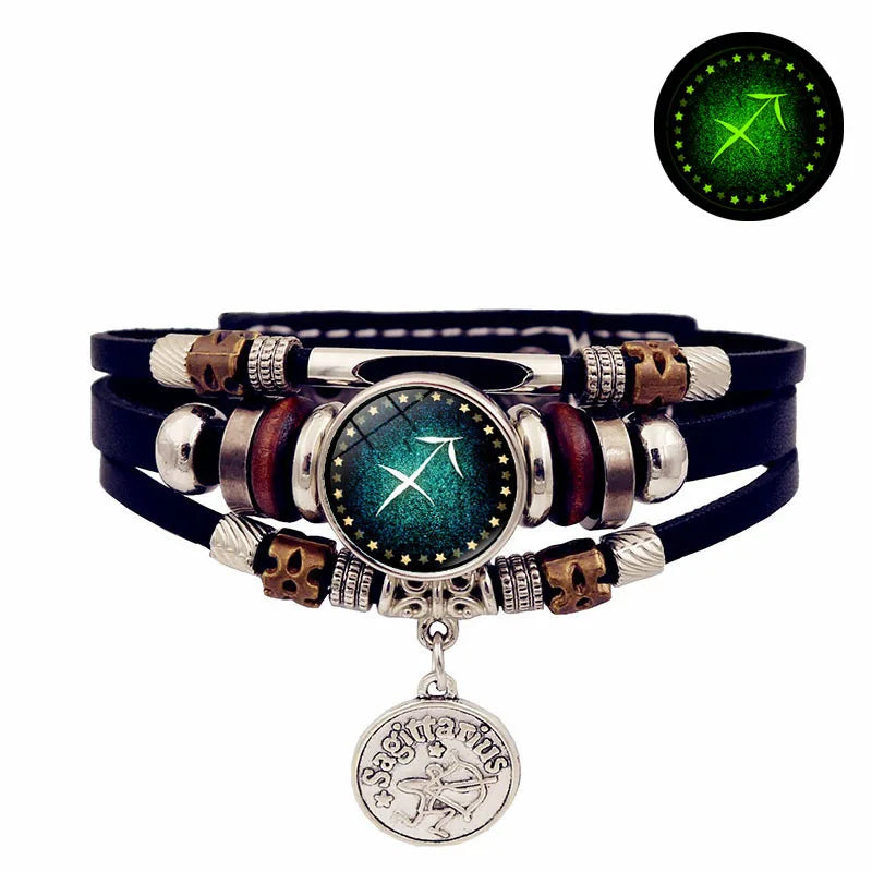 Bracelet en cuir du zodiaque ciel étoilé lumineux, multicouche, perles, bijoux pour Couple, cadeau d'amitié