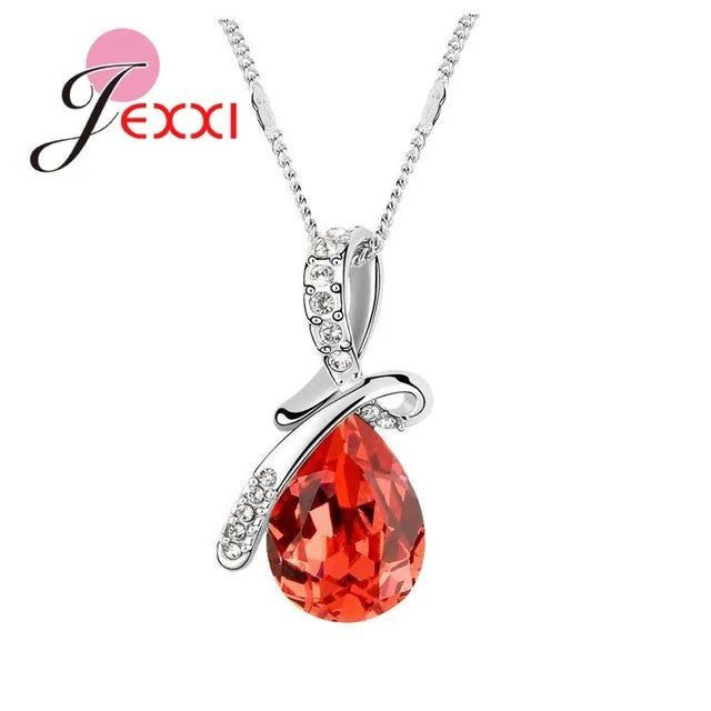 Pendentif goutte d'eau cubique en argent regardé 925, cristal de documents multiples, bijoux de fiançailles de mariage, cadeau pour les patients, contre-indiqué, colliers de la présidence