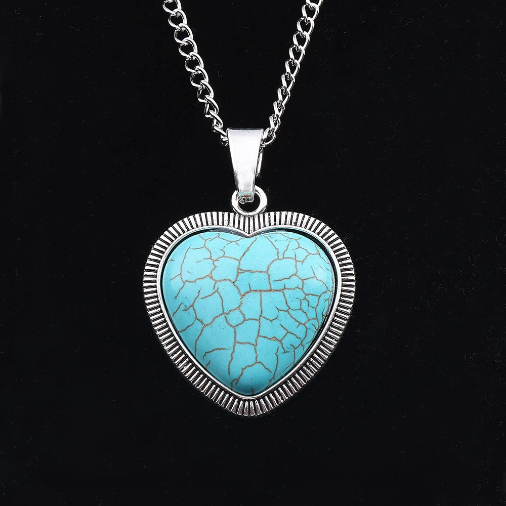 JOLagenlook-Collier avec pendentif à barre rectangulaire turquoise, bohème occidental, cowgirl, longueur réglable, bijoux longs, tour de cou à maillons, 20"