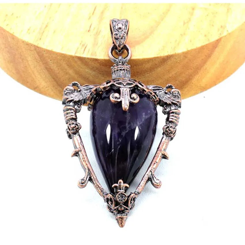 Collier pendentif en cristal goutte d'eau pour hommes et femmes, Quartz rose naturel, Onyx, Lapis Lazuli, Opale, Bijoux en pierre antique, Alanding Yst