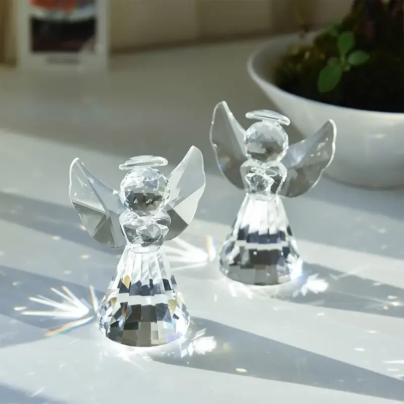 1 statue d'ange en cristal transparent, collection de statues d'ange en verre, cadeau de décoration de maison de noël et d'anniversaire