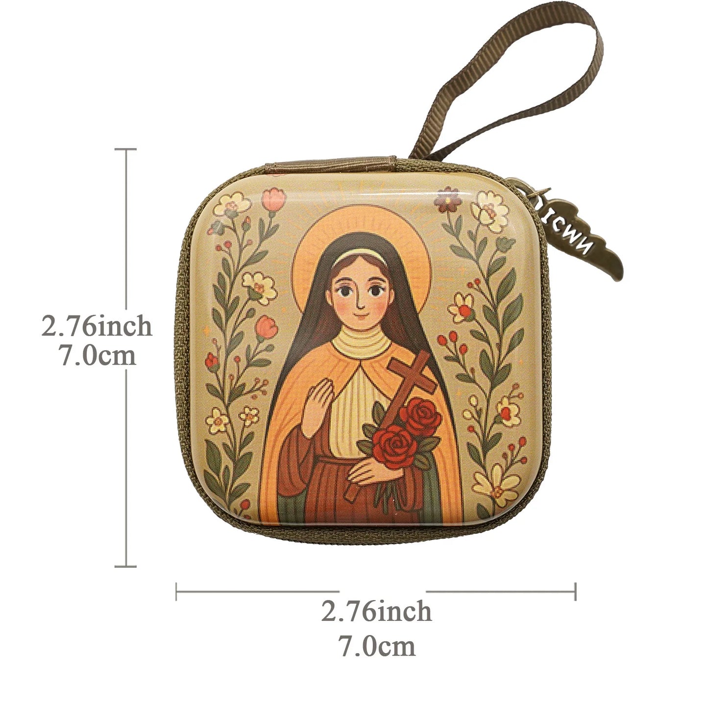 7x7 cm vierge marie jésus prière chapelet sac bijoux religieux boîte de rangement Articulos religiosos catholico