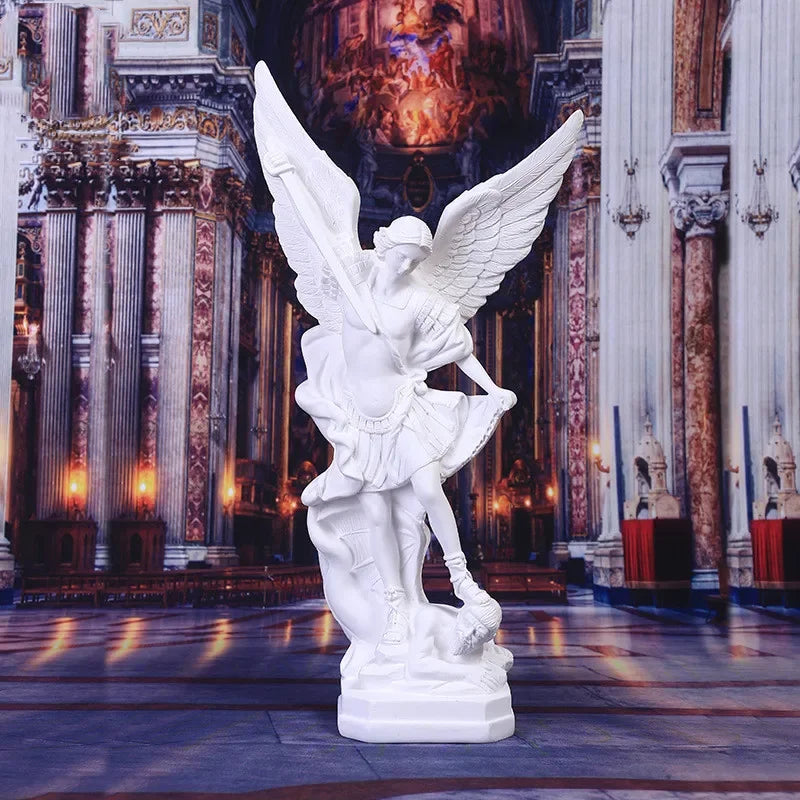 Statue de Saint Michael en résine, Sculpture d'ange, décoration de Michael archange défaut Lucifer Tramples, Figurine de démon