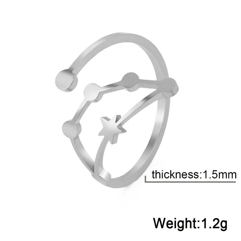 12 bagues de constellation pour femmes, anneaux ouverts et réglables du zodiaque pour adolescents, vergine, Cancer, balance, lion, poissons, bijoux, cadeau d'anniversaire
