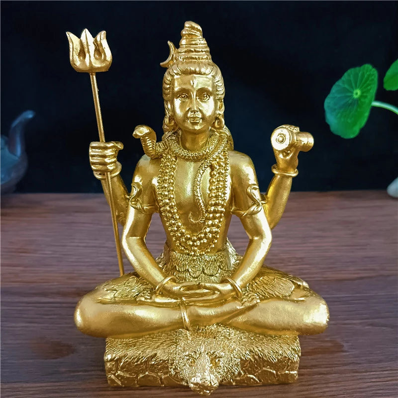 Statue de Shiva dorée hindoue Ganesha Vishnu, Figurine de bouddha, Sculpture, décoration de salle, bureau, maison, dieu indien, artisanat Feng Shui