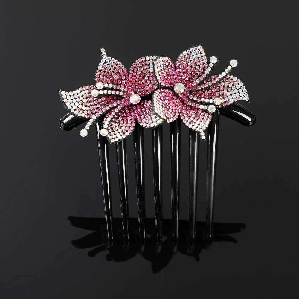 Peigne à cheveux AWAYTR en cristal avec strass – Accessoire professionnel pour chignons, tresses et queues de cheval