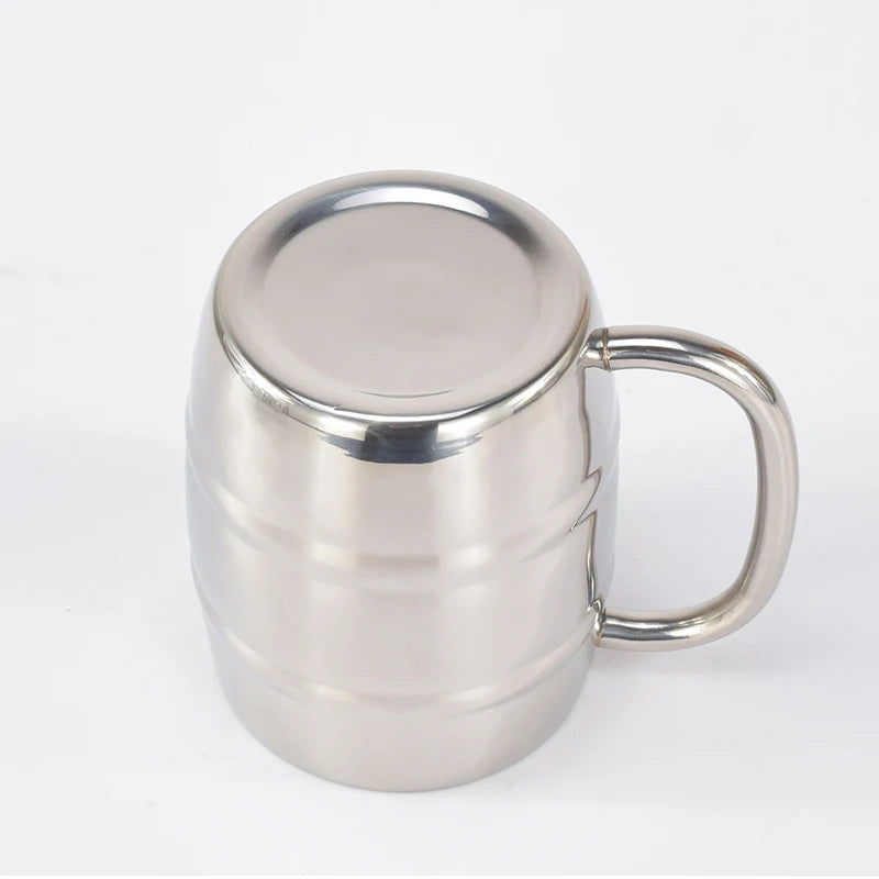 Double tasse à bière en acier inoxydable de 500/450ml, tasse à café occidentale de Camping en plein air avec poignée, tasses d'eau portables isolées