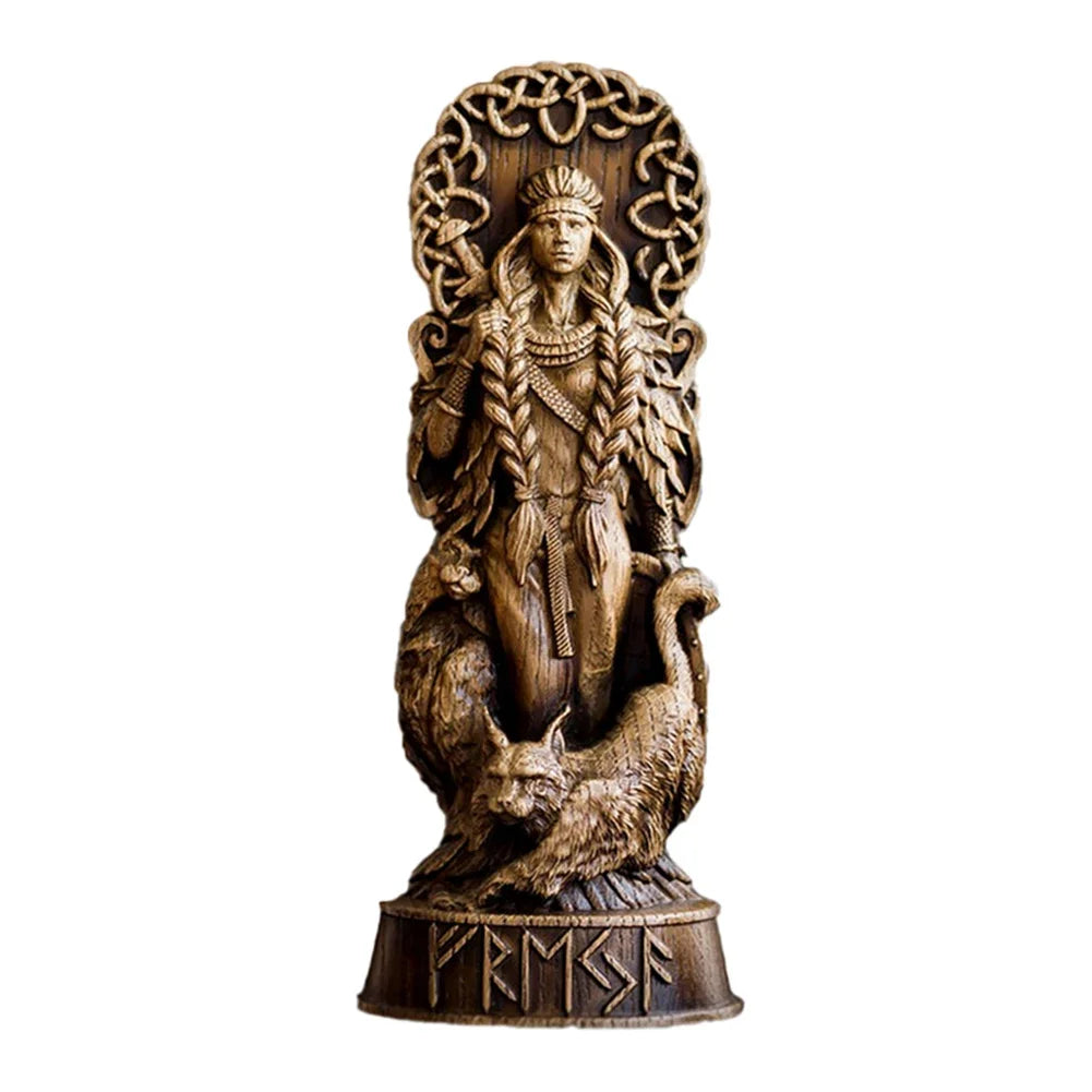 Statue de Freyja en Résine – Sculpture Scandinave du Panthéon Viking pour Autel Heathen Asatru